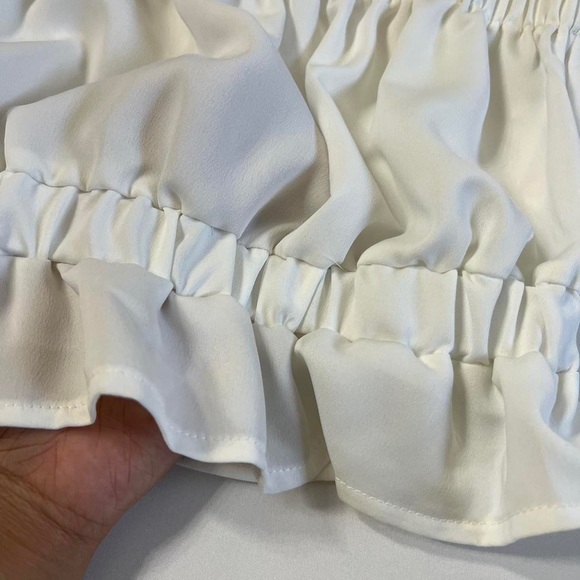 White Ruffle Crop Top - Picture 2 of 4